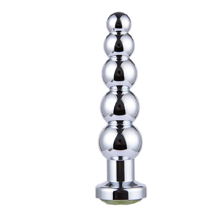 Sex Toys Adult Toys Metal Sex Product Sago Cycas Flowering Handle Rhinestone Five-Bead Anal Plug Stainless Steel