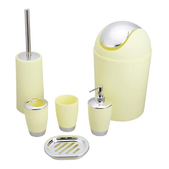 6 Stück Lotionflasche Zahnbürste Mundspülbecher Abfalleimer Badezimmer-Zubehörset