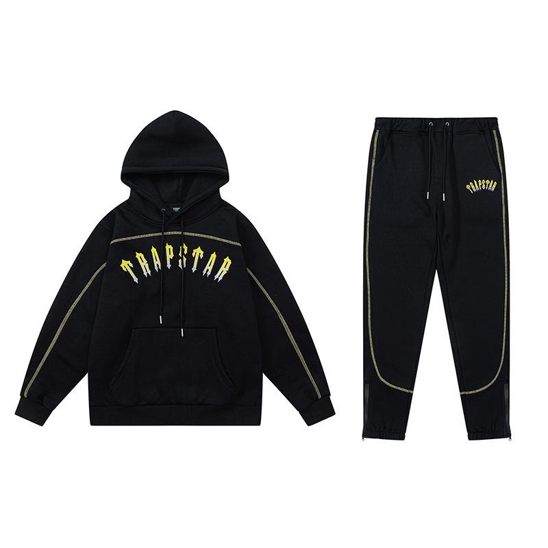 Ensemble Décontracté Hoodie Rouge/Noir Tête de Tigre Brodé Homme & Couple Trapstar Européen & Américain avec Pantalon Long