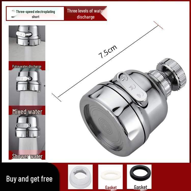 Universal Rotating Kitchen Faucet Extender with Anti-Splash Stainless Steel Nozzle and Multi-Level Pressurized Shower Head Filter