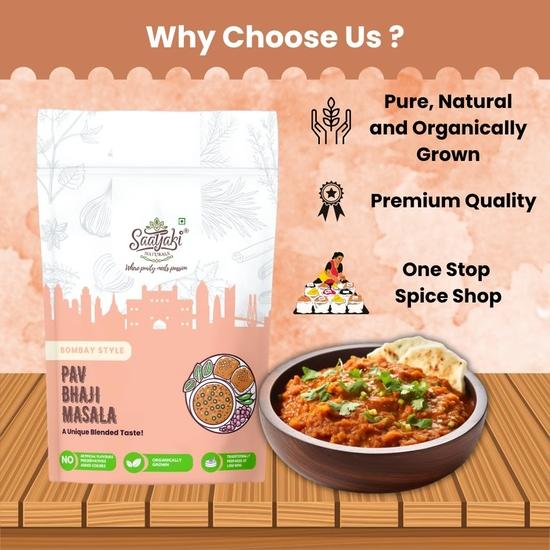 Saatyaki Naturals Pav Bhaji Masala -200gm| Pure and Authentic Mumbai Style Spice Blend for Pav Bhaji, Dabeli, Desi Bhaji| Homemade Style