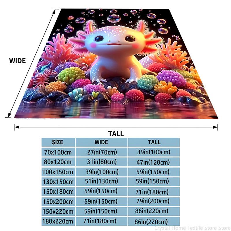 Flannel Throw Blanket Cute Cartoon Little Salamander HD Print,suitable for Sofas,beds,offices,travel,camping Chairs,warm Blanket