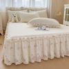 Korean Princess Crinkled Quilted Lace Bed Skirt: Thick Non-slip Mattress Protector