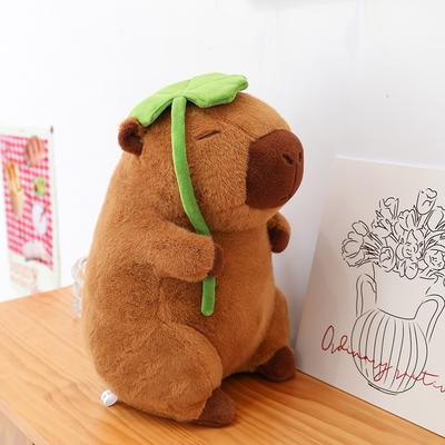 Cute Lotus Leaf Capybara Plush Toy Children Sleep Soothing Pillow Home Ornament Ground Marketing Ring Gift