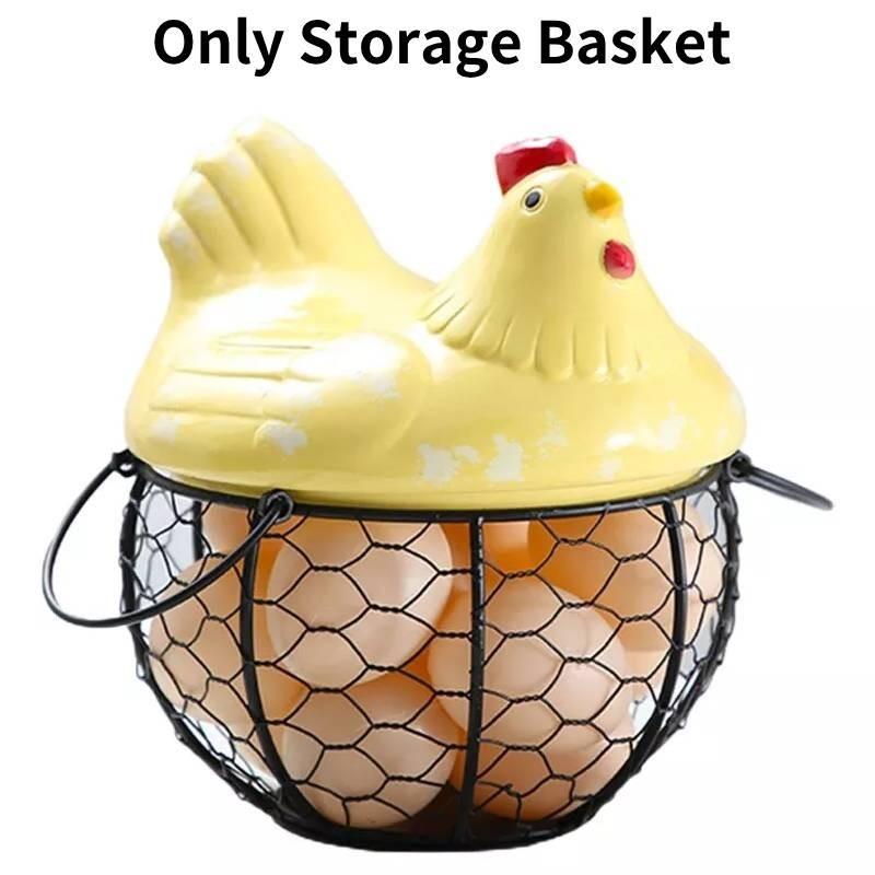 Keramické víko inspirované vintage, koš na žehličku, kuchyňský koš na vejce v černé barvě