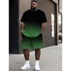 New Men's Trendy Teddy Bear Print Micro Elastic Comfortable Breathable Round Neck T-shirt Shorts Set Summer Outdoor Streetwear
