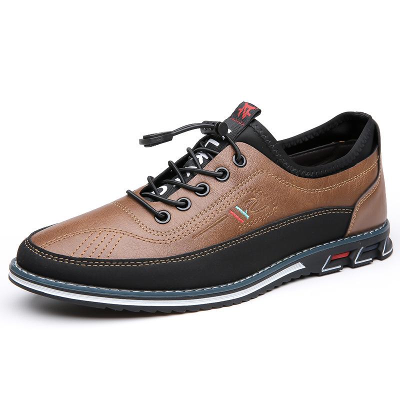 Nye herre slip-on arbeidssko Hvite Broderte PU-skinn Vanntette Fritidssko Bred Passform Komfortable Loafers med Flat Såle