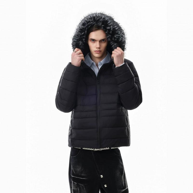 Winter Warm Faux Fur Hooded Puffer Jacket Men Women Thick Quilted Streetwear Coat