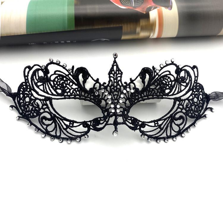 Halloween Lace Mask With Rhinestones For Costume Party And Kids Adults
