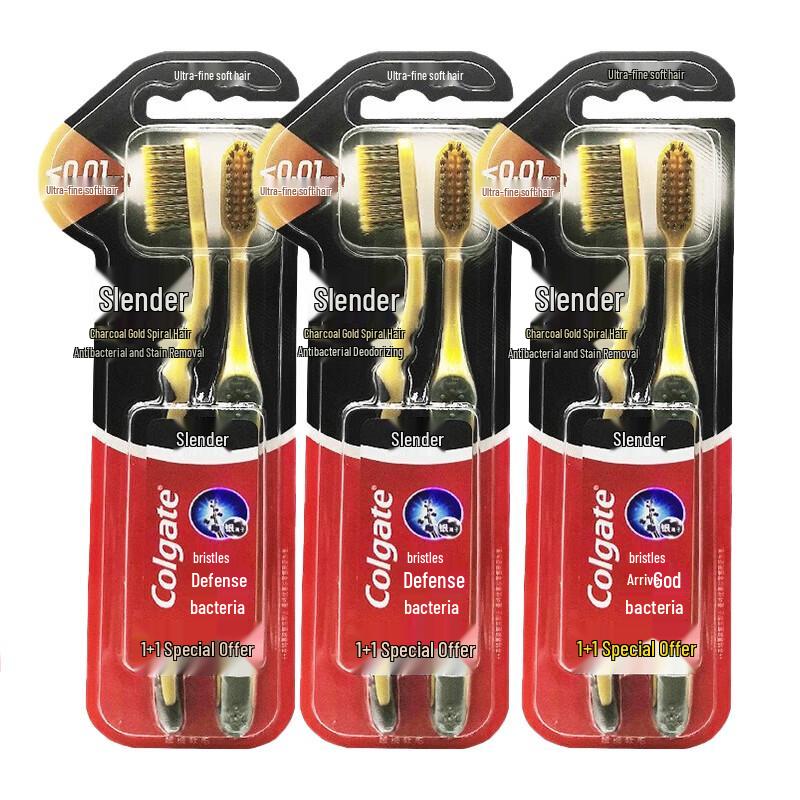Colgate Slim Soft Charcoal Gold Toothbrushes (6-Pack) случайный цвет)