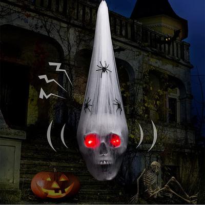 Halloween Skull Decor Voice Activated Decorations with LED Red Eyes for Party