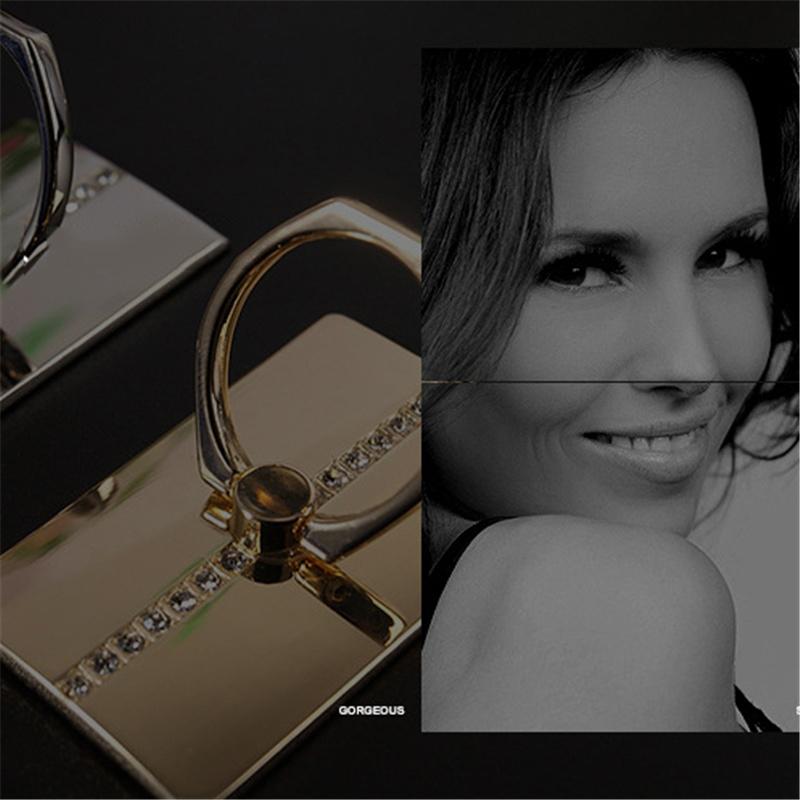 540° Drehbarer Luxus Metall Handyringhalter mit Diamanten Universal Klebe-Haftringständer für Handys Stilvoller Handygriff & Ständer