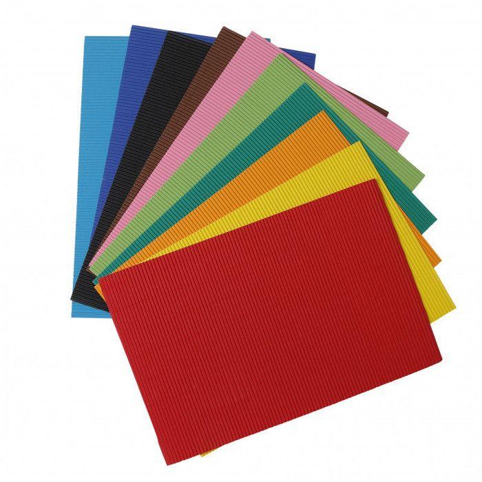 Corrugated Cardboard - Creative Hobbies - Children - 10 Colors - Sheet 30x20cm