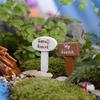 3Pcs Resin Sign Board Bonsai Figurines Micro Landscape Crafts Signboard Miniatures Fairy Garden