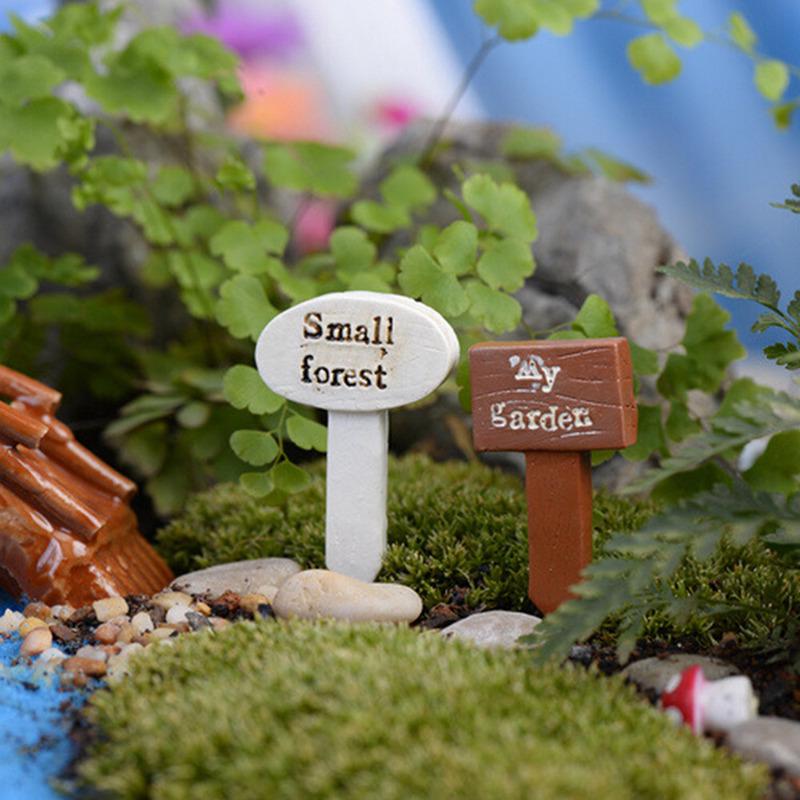3Pcs Resin Sign Board Bonsai Figurines Micro Landscape Crafts Signboard Miniatures Fairy Garden