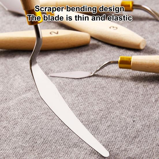 5 bucăți spatulă pentru pictură DIY flexibilă fără bavuri Racletă elegantă pentru paletă de tonifiere cu mâner din lemn Articole de artă