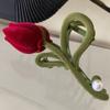 Pearl Korean Style Headwear Red Velvet Hair Claw Flocking Tulip Hair Clip Female Hair Accessories