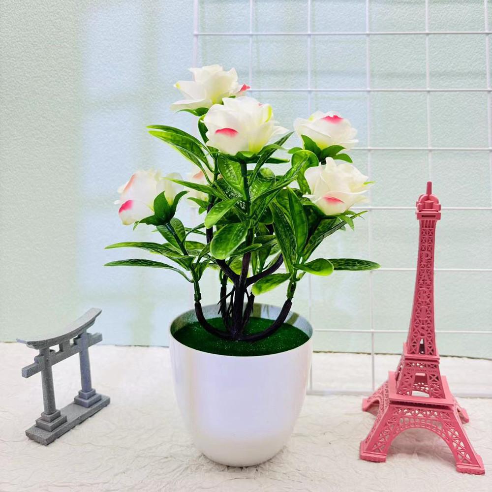 Ornament Rose Artificial Green Potted Plant Bonsai For Home Or Venue Wedding
