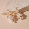 Baroque leaf grape imitation pearl fringed ear hook earrings French retro niche temperament high-end earrings women