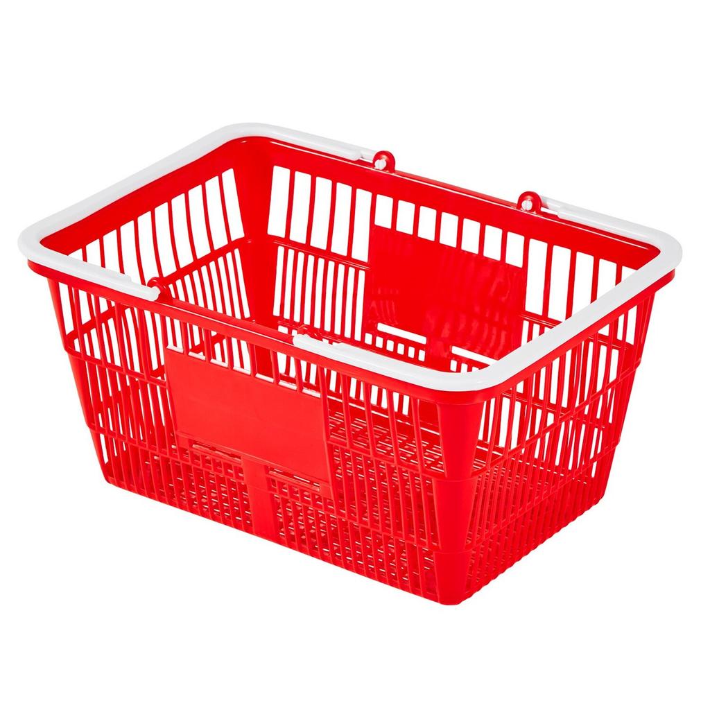 Shopping Baskets, 20 PCS, 21L Stackable PE Plastic Grocery Baskets with Handles, Dense Mesh Structure, Holds up to 9.07kg, Portable for Grocery,