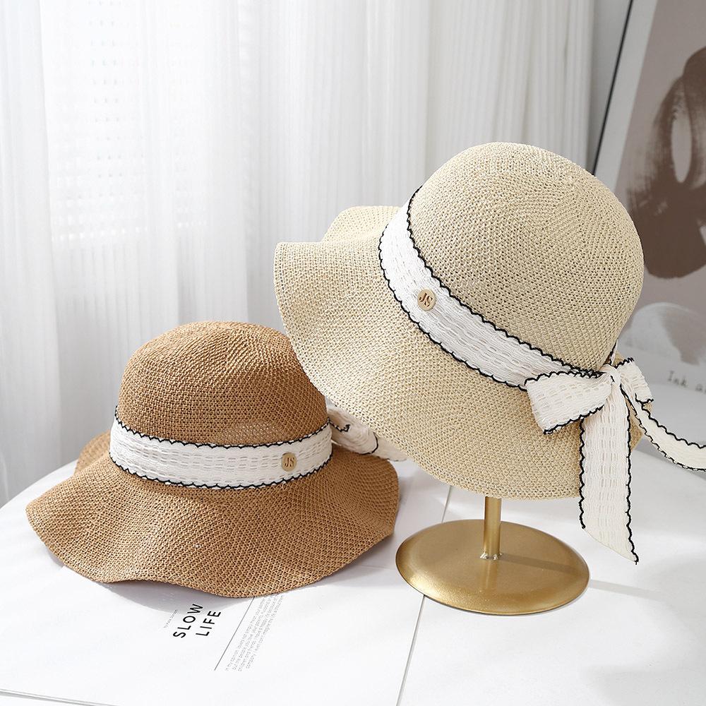 Women's 2025 Bow-trim Fisherman Hat Spring Summer Sunshade Foldable Travel Beach Sun Hat Holiday Fashion Accessories New