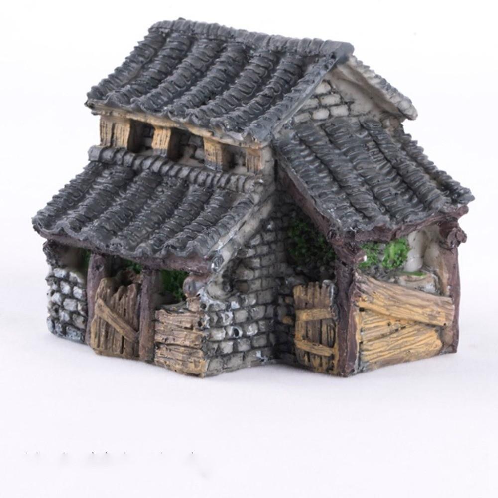 Realstic 1 pcs DIY Crafts Tradiational House Model Scene Statue Bonsai Decor Figurines