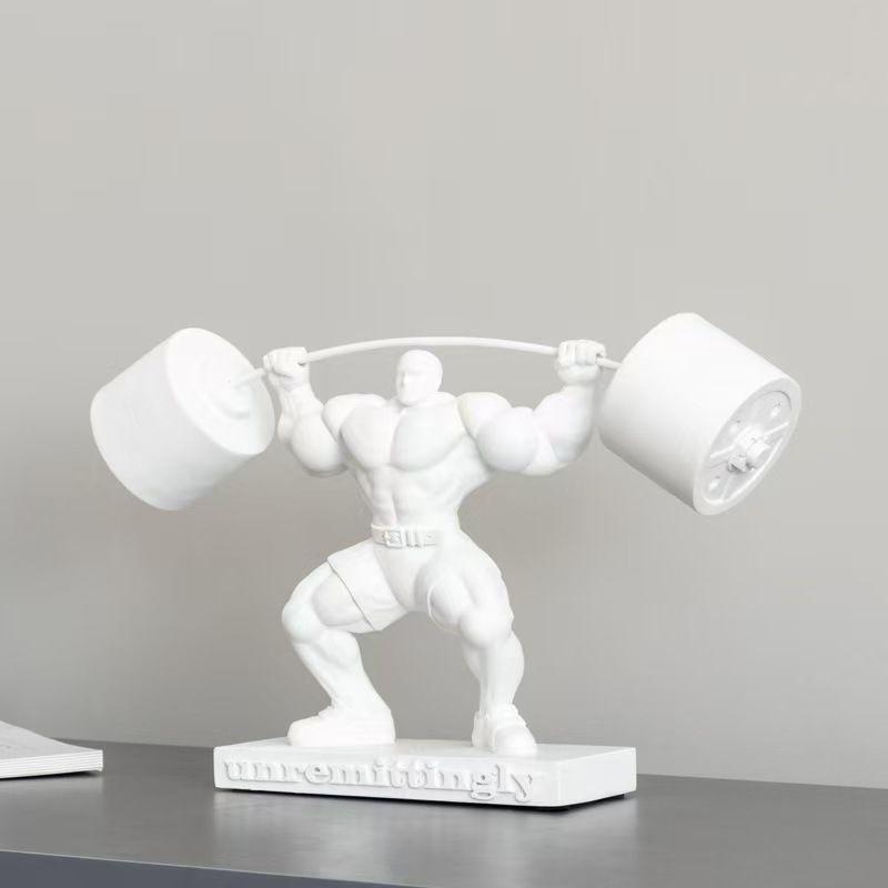 Muscle Man Weightlifting Bodybuilding Strongman Statue Resin Decoration Home Room Sculpture Ornaments Sports Gym Figurine Crafts