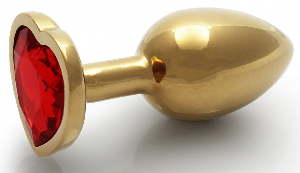 Anal Jewel Heart Gem S 6 X 2.6 Cm Gold-Red - Ouch! - Anal Jewelry