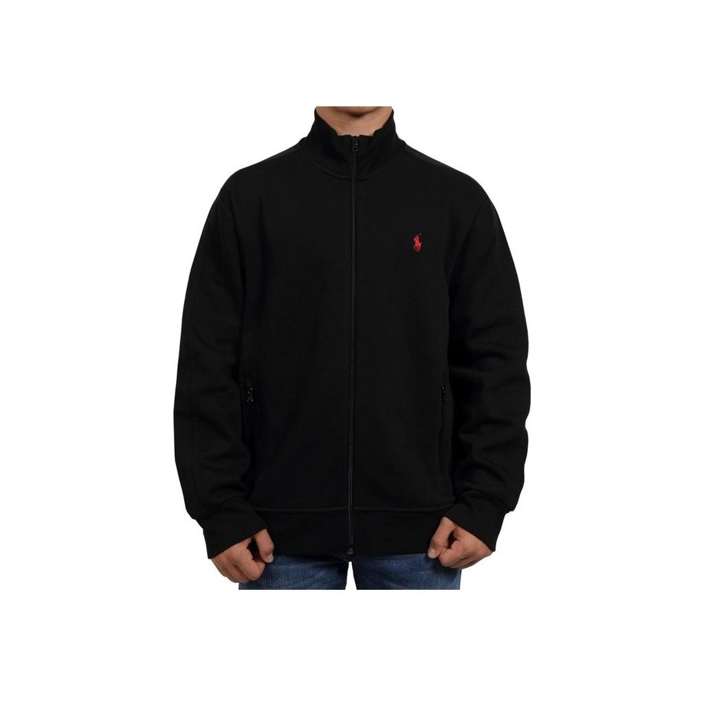 Polo Ralph Lauren Solid Color Logo Embroidered Stand Collar Zip Long Sleeve Jacket Men jackets Black 710881509-001