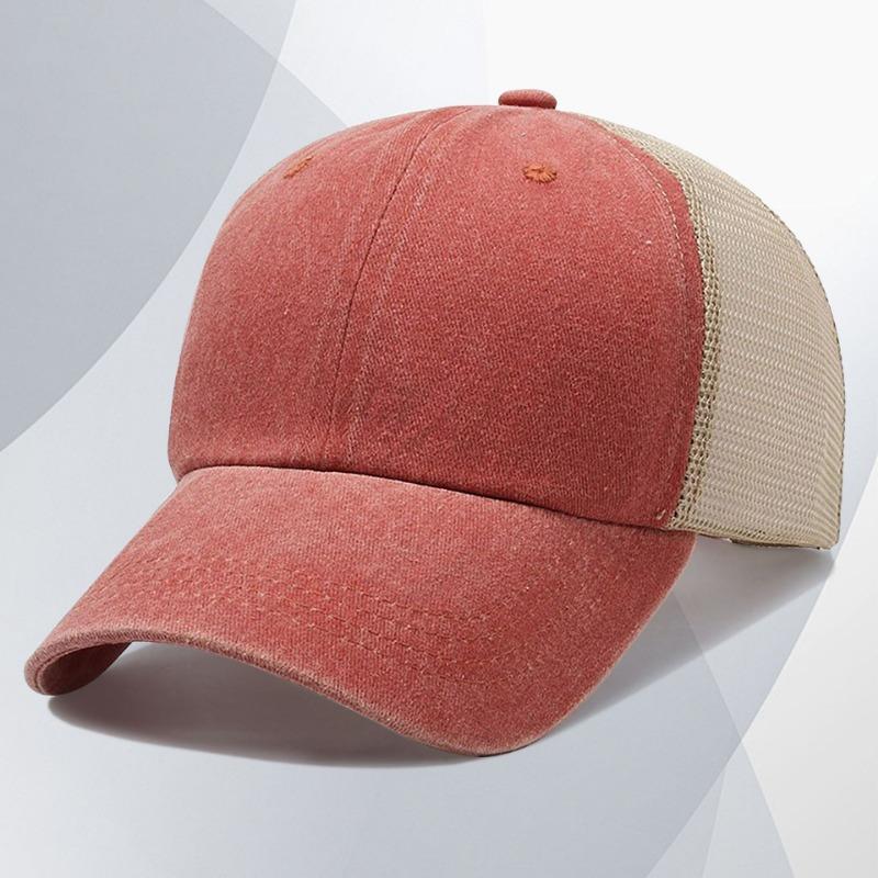 Washed Cotton Mesh Cap Embroidery Retro and Old Peaked Cap Men's Soft Top Hat Sunshade Baseball Cap