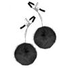 Nipple Clamps - Black U - Adjustable Pressure - Black Pompoms - For BDSM Games - Adult