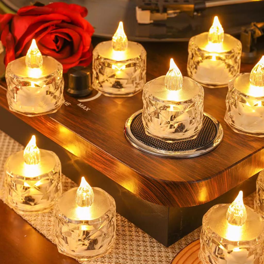 2pcs Flameless LED Light Candles Crystal Candle Transparent Electronic Night Lamp for Wedding Valentine's Day Party Decor