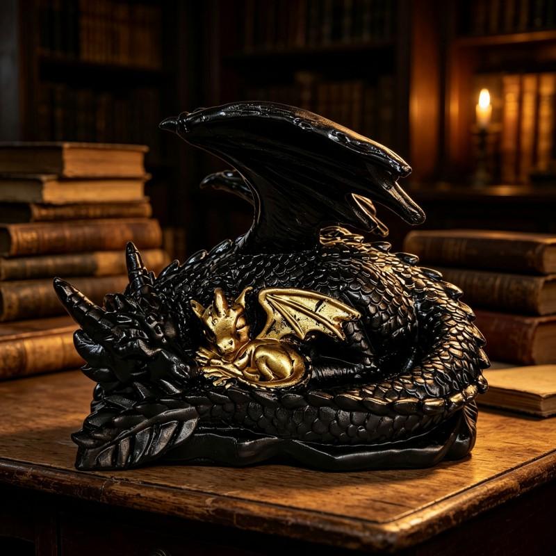 Resin Dragon Mother Child Figurine Decorative Sculpture Study Room Living Home Decor Art Craft