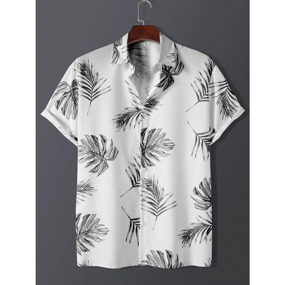 

Hawaiian Color Coconut Tree Print Lapel Fashion Men s Shirt 2026 Men s Seaside Resort Casual Style Men s Short-sleeved Shirt XXXL