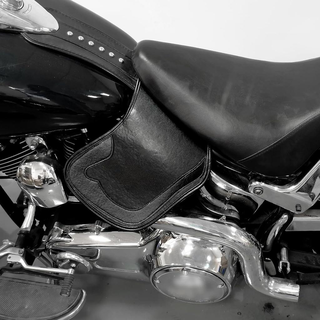 Motorcycle Leather Side Saddle Heat Shield Deflector Universal Fits for Harley Touring Sportster Dyna Softail Yamaha Honda Suzuki (Black)