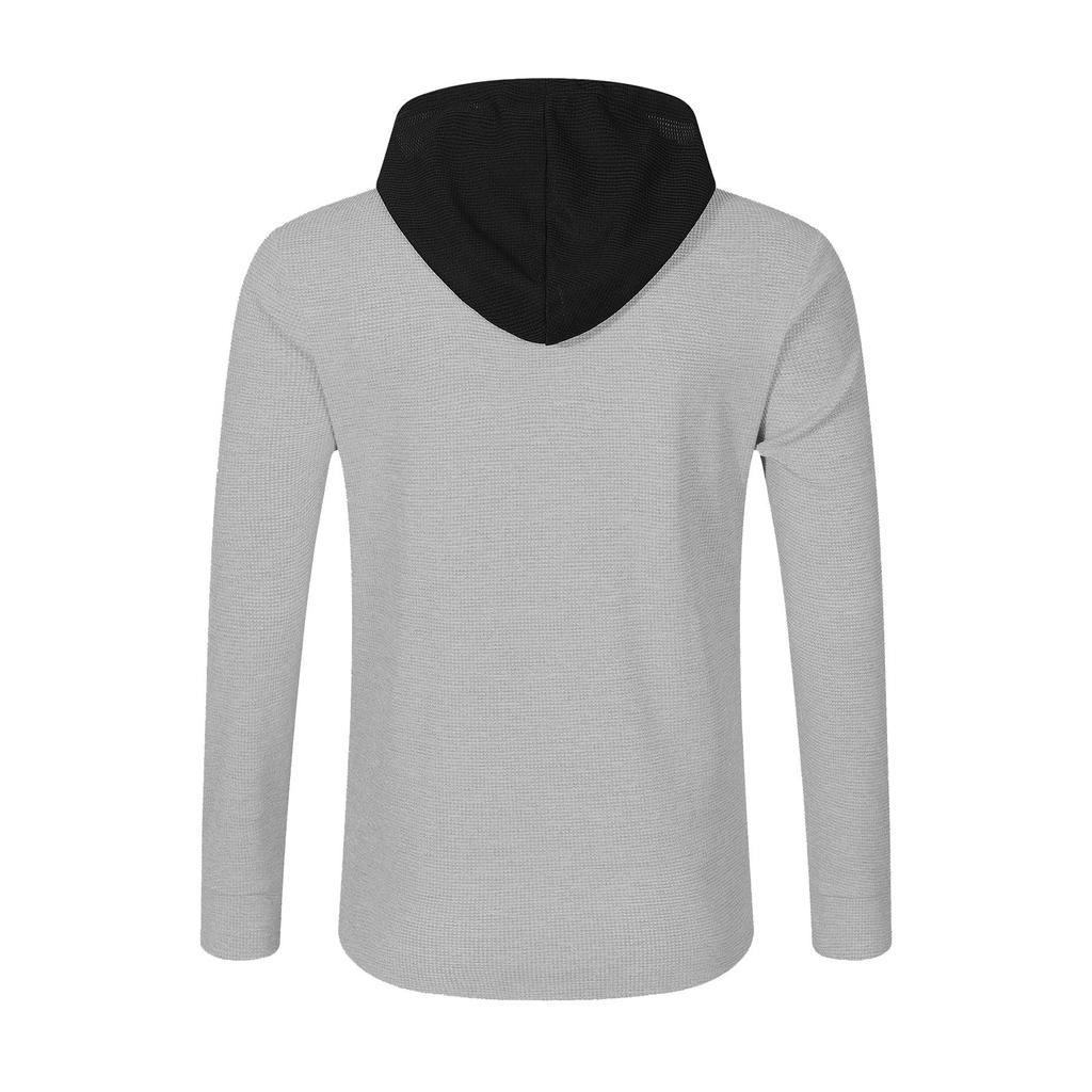 Pánská módní kardiganová bunda s kapucí a blokovanou přezkou