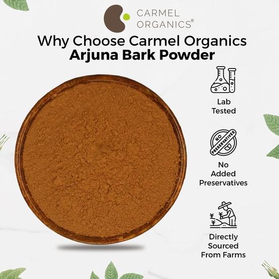 CARMEL ORGANICS Arjuna Bark Powder 340 g (Pack of 1) Supports Healthy Heart Functions | Natural | Erra Maddi | No Added Preservatives