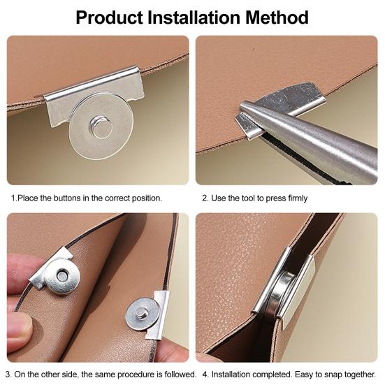 10 Pairs Magnetic Snaps No-sew Snap Buttons Bags Closures Snap Fasteners for Purses Totes Clothing DIY Crafts Leather Goods