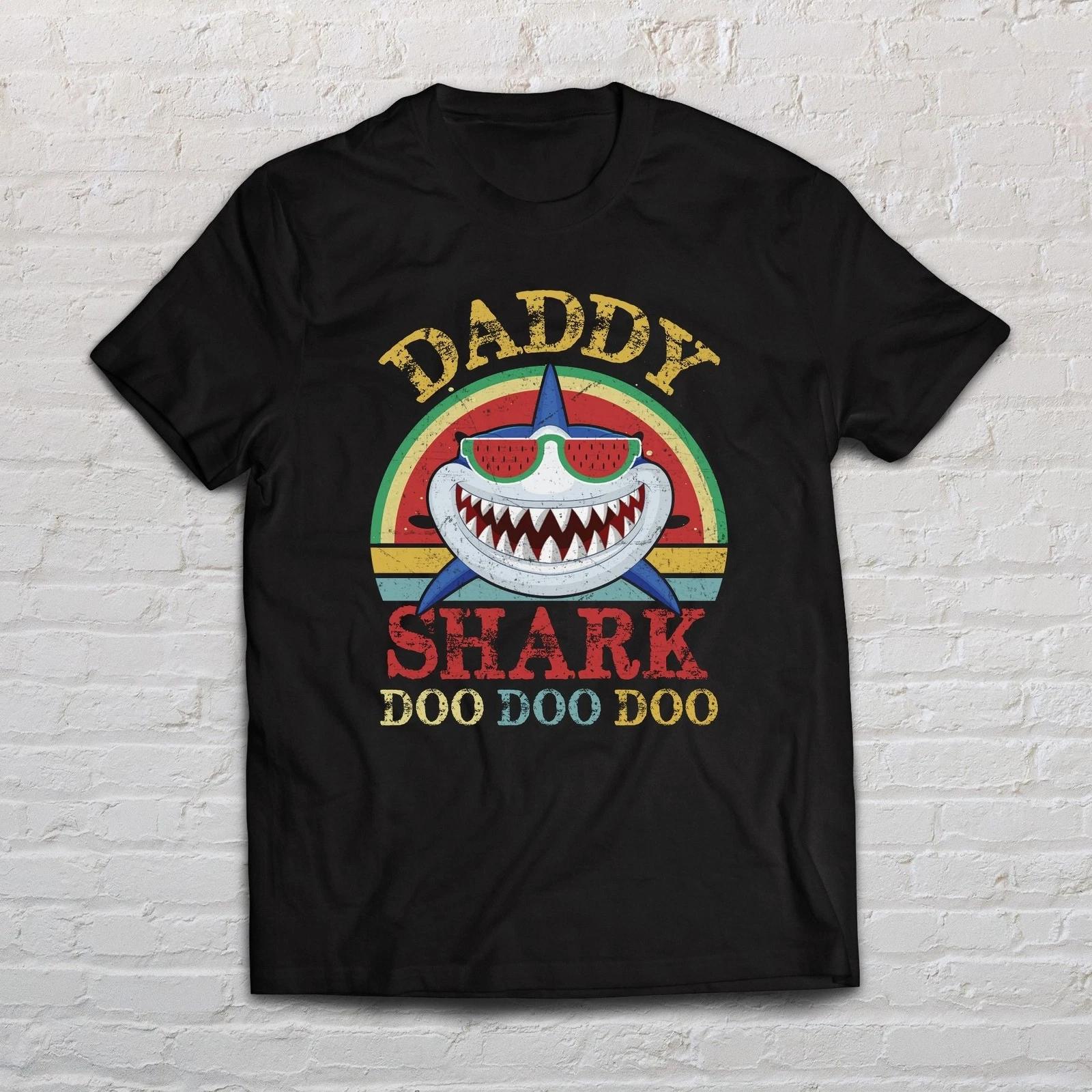 Daddy Shark Doo Doo Doo shirt gift for father Black Navy Dark Heather 2XL