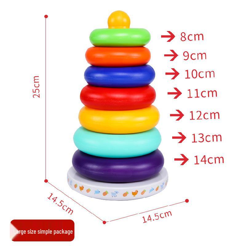Rainbow Roly-Poly Stacking Tower: Educational Fun for Babies 0-3 with Seven-Color Rings