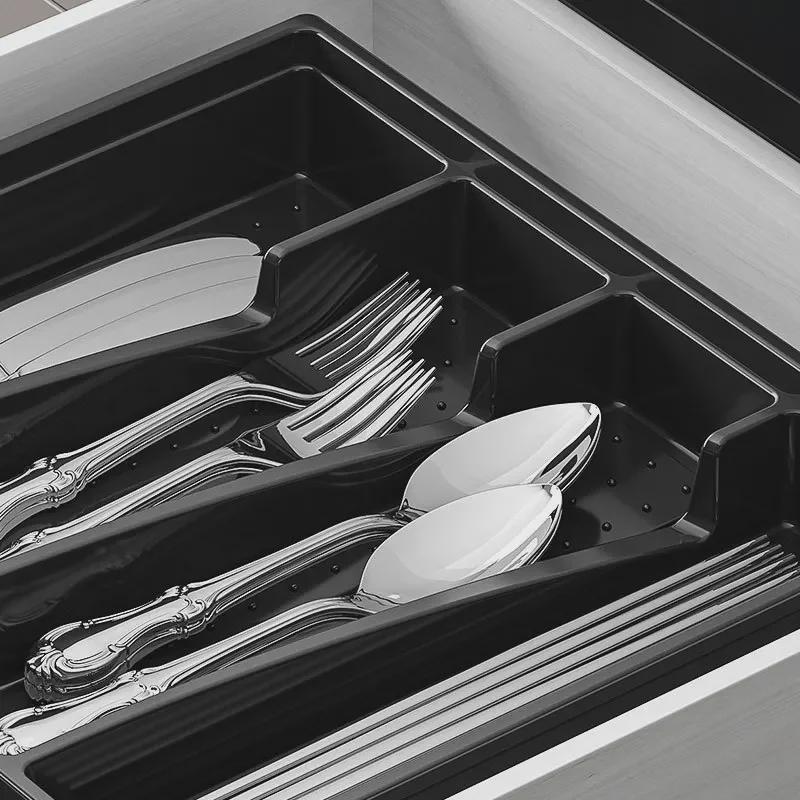 Transparent Multi-Grid Kitchen Storage Box with Lid: Organizer for Chopsticks & Cutlery