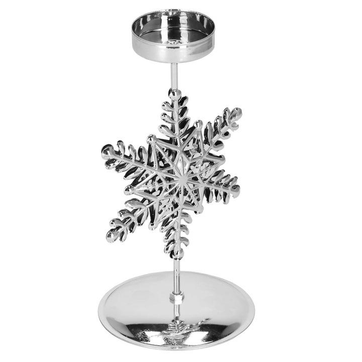 Świecznik Glamour Srebrny Na Tealight Śnieżynka