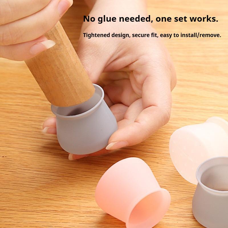 4PCS Silicone Table and Chair Foot Covers White Gray Table and Chair Protective Covers Non-slip Chair Foot Covers Silent Covers Stool Foot Covers