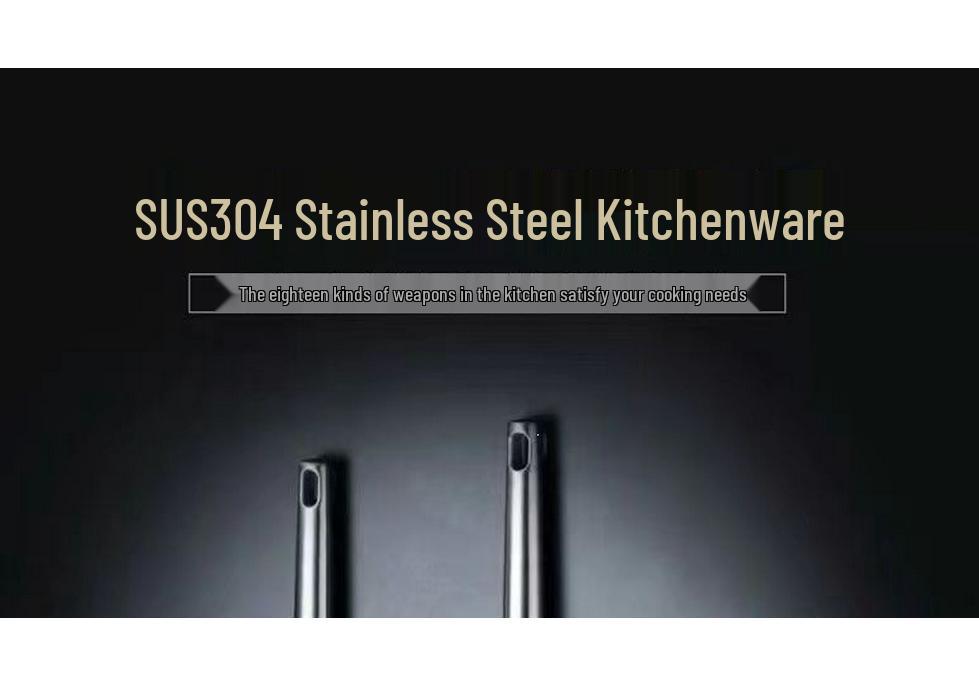 304 Stainless Steel Kitchen Tool Set: Spatula, Soup Ladle, Wok Spatula, Strainer, and Spoon - Anti-scalding, Thickened Design.