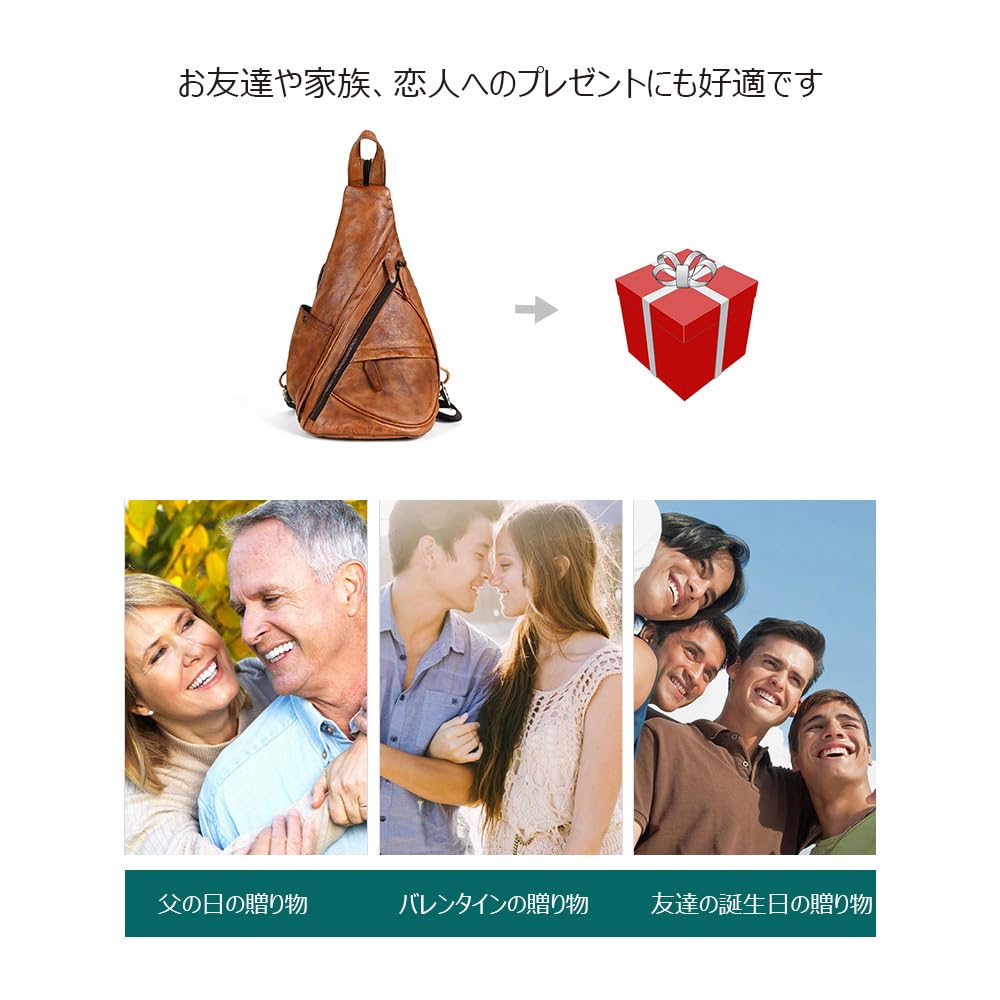 Whatna Antique-Style Tanned Natural Cowhide Leather One-Shoulder Bag for Men, 3-Way, Can Be Carried as a Backpack, Shoulder Bag, or Handbag, Genuine