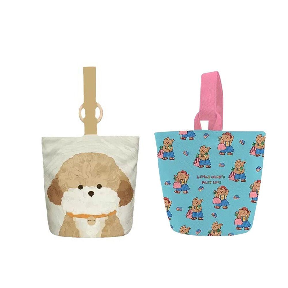 Large Capacity Canvas Handbag Puppy Mummy Bag Sweet Retro Bear Bucket Bag  Girls