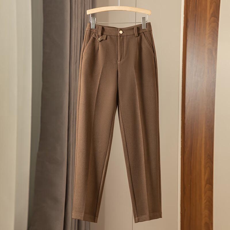 Women's Thickened Wool Blend Straight-Leg Ankle Pants
