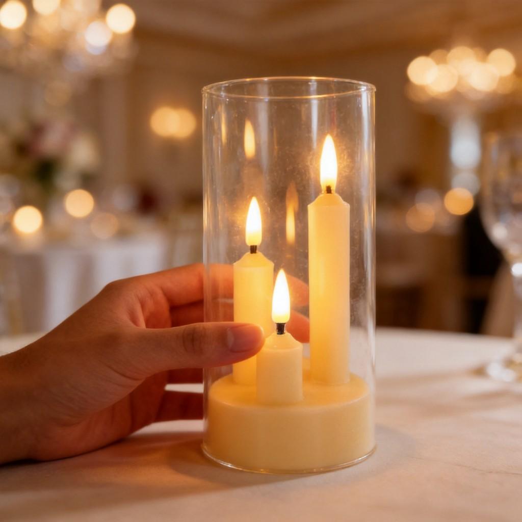 Led Acrylic Candle Set With Remote Control For Wedding Party Event Decor