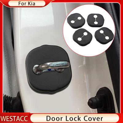 4Pcs ABS Car Door Lock Cover Protection Covers Sticker for Kia Rio 5 Mohave Morning Rondo 7 Carens Koup Optima