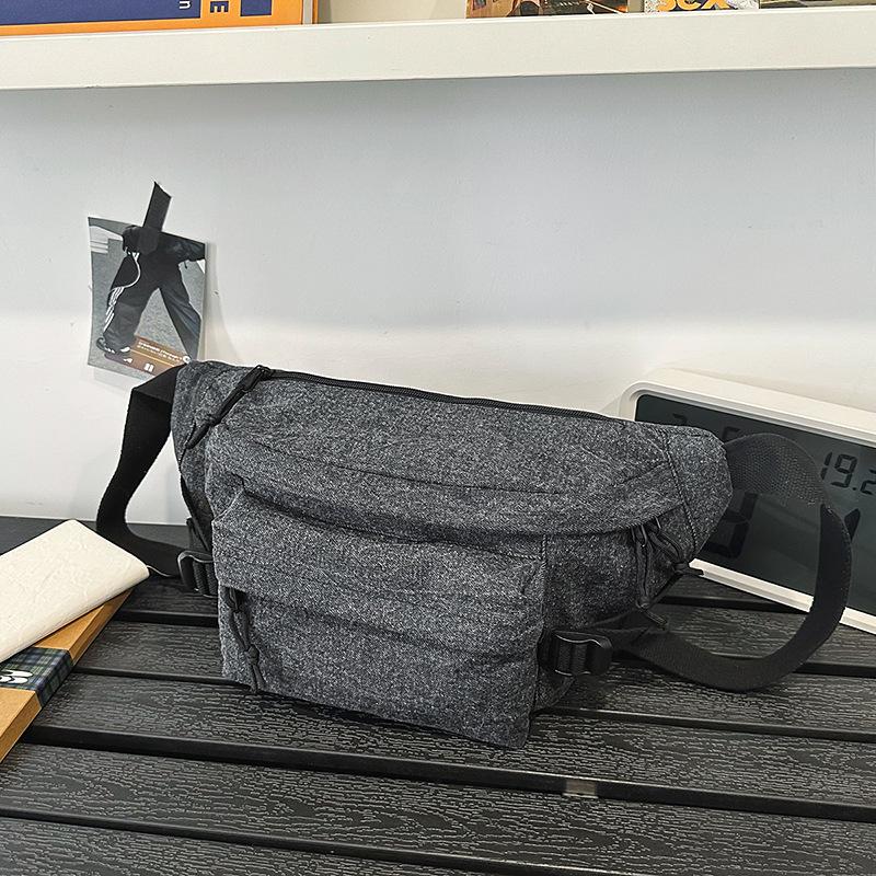 Washed Denim Bag, Light Casual Men's Bag, Sports Slanted Shoulder Bag, Sports Fashion Cycling Bag, Trendy Breast Bag